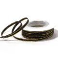 Close-up detail of black and gold edge polyester ribbon spool, perfect for DIY craft decoration. - 3mm 18m/Roll / Black with Gold Edge