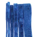 Blue glitter elastic ribbon detail shot, sparkling metallic velvet trim for DIY crafts and gift wrapping. - Ribbon Width 2.5cm, 5 Yards/Pack, 30g / Dark Blue