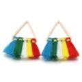 Handgemachte mehrfarbige Dreieck Polyester Quasten Ohrringe DIY Bastelzubehör Charms. - Dreieck (F7797/F7796/F7795) / Höhe ca. 25 mm / Rot, Gelb, Weiß, Grün & Blau