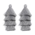 Grauer 4-schichtiger Quasten-Anhänger Weihnachtsbaum Form DIY für Tasche Schlüsselanhänger - 4er Pack (ca. 80mm) / Grau