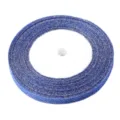 Blue Metallic Glitter Ribbon Roll Spool for Gift Wrapping and Craft DIY Party Decoration - Silver Wire Royal Blue