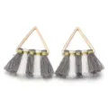 Dreieck Quaste Ohrring Komponente DIY grau weiss Polyester Anhänger Schmuck Zubehör Variante - Dreieck (F7797/F7796/F7795) / Höhe ca. 25 mm / Grau-Weiße Serie