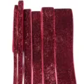 Red glitter velvet ribbon trim for DIY apparel, gift boxes, and party decorations detail. - Ribbon Width 2.5cm, 5 Yards/Pack, 30g / Red