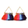 Bunte Dreieck Quaste DIY Ohrringe Anhänger, handgemachte Schmuck Zubehör Materialpaket. - Dreieck (F7797/F7796/F7795) / Höhe ca. 25 mm / Dunkelviolett/Dunkelblau/Himmelblau/Rosenrot/Rot