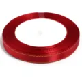 Red Gold Edge Satin Ribbon Roll for Gift Wrapping Baking Packaging DIY Craft Accessories - 0.6cm Width / Burgundy
