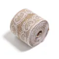 Burlap ribbon with white lace trim, rustic jute roll for DIY crafts, wedding decoration and gifts. - Size 13