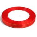 Red polyester ribbon with gold edge for gift wrapping, DIY bows and crafts, 1 roll. - 0.6cm Width / Red