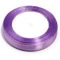 Purple gold-edged ribbon roll, ideal for gift packaging, baking boxes, and handmade DIY bows. - 0.6cm Wide/25 Yards / Purple