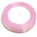 Pink gold edge polyester ribbon for gift packaging DIY crafts and hair accessories. - 0.6cm Width / Pink
