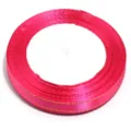 Hot pink polyester ribbon with gold edge for gift packaging, DIY crafts and hair accessories. - 0.6cm Wide/25 Yards / Rose Red