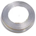 Silver polyester ribbon with gold edge for gift packaging, handmade DIY bows, and apparel decor. - 0.6cm Wide/25 Yards / Gray