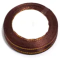 Brown polyester gold-edge ribbon for gift packaging, handmade DIY bow, and clothing accessories. - 0.6cm Wide/25 Yards / Dark Coffee