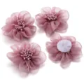 5cm Organza Flower Craft Accessory Dusty Pink Tulle Flower DIY Hair Clip Shoe Flower 4pcs - 5cm / Leather Pink