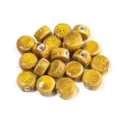 Kiln-changed glaze ceramic large-hole flat round beads for DIY handmade jewelry bracelets. - 10 Pieces/Pack (12mmx6.5mm) / Flower Glaze Yellow