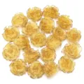 Goudgerande organza anjer bloemen hoofdjes, detailweergave voor handgemaakte DIY accessoires. - Gembergele anjers met gouden rand