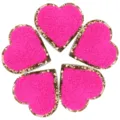 Toppe a cuore soffici rosa vivo con bordo glitterato dorato, perfette per il fai da te. - Cuore / 5cm (10g/Confezione) / Rosso rosa