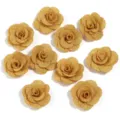 Gold glitter fabric rose flowers DIY accessories for brooch hairwear clothing and bags close up view - 3cm / Yellow
