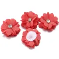 Red Fabric Flower Rhinestone DIY Accessories for Hair Garment Craft Making Supplies - 3.50cm / Watermelon red