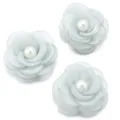5cm mesh pearl camellia flower DIY handmade garment accessory shoe brooch flower decor - Set of 3 / Light Green