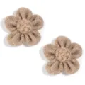 Handmade burlap jute 5-petal flower DIY accessory for clothing hats bags crafts details. - Five-Petal Flower Style / 2 Pieces (Approx 7.5cm) / Light Coffee