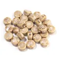 Perline in ceramica grande foro piatte tonde sfuse accessori per gioielli fai da te - 10 Pezzi/Pack (12mmx6.5mm) / Caffè Bianco Smalto Floreale