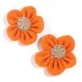 Handmade five-petal burlap flower DIY accessories, orange fabric floral patch for clothing hair clips - Jute Style / 2 Pieces (Approx 7.5cm) / Orange