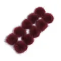 Wine red fluffy fur pom poms set, ideal for DIY keychains, hair accessories and clothing. - 3cm / Burgundy