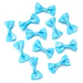 Blue heart printed grosgrain ribbon bow DIY handmade hair accessory clothing decoration - 50 Pieces/Pack / Blue