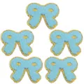 Toppa ricamata con fiocco in spugna azzurro bordo oro accessori per abbigliamento 5 pz - Stile Fiocco (Ciniglia con Bordo Dorato) / 10 Pezzi/Confezione (7,2*5,7 cm) / Blu lago