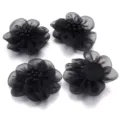 5cm black organza flower DIY accessory sheer fabric flower craft for hair clip shoe dress - 5cm / Black