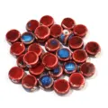 Perline Piatte Tonde in Ceramica Rosso Blu Grande Foro DIY Braccialetto Distanziatore - 10 Pezzi/Pack (12mmx6.5mm) / Rosso