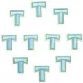 Patch brodé lettre T colorée applique thermocollante DIY pour vêtements sacs et décors - 3cm / Lot de 10 / Lettre T vert et bleu