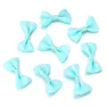 Light blue ribbon hair bows with white heart print, 2.8x4cm DIY apparel hair accessories trims - 50 Pieces/Pack / Green