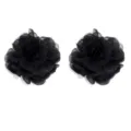 Black organza camellia fabric flowers for hair accessories, DIY crafts, and clothing decor. - 5.50cm / Organza Black