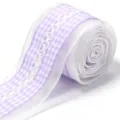 Polyester plaid lace trim ribbon for gift wrapping, DIY bows, and hair accessories. - Width 4cm, 20g/Pack / Purple