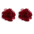 Chiffon organza burnt edge camellia flower detail, dark red DIY hair accessory material. - 5.50cm / Organza - Wine Red