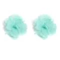 Light blue chiffon organza burnt-edge camellia flower DIY hair clip accessory detail. - 5.50cm / Organza - Green