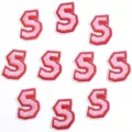 Patch brodé lettre S rose thermocollant DIY vêtements sacs coque de téléphone 10 pcs - 3cm / Lot de 10 / Lettre S rouge et rose