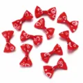 Red grosgrain ribbon bow with white hearts, 2.8x4cm DIY handmade accessories for hair and clothes - 50 Pieces/Pack / Red