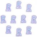 Patch brodé lettre R en chenille bleue, accessoire DIY pour vêtements, chapeaux, sacs et coques. - 3cm / Lot de 10 / Lettre R violet et bleu