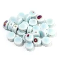 Perline di ceramica smaltata grande foro piatto rotondo per braccialetti fai da te. - 10 Pezzi/Pack (12mmx6.5mm) / Azzurro