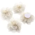 5cm organza flower patches with stamen for DIY hair clips, shoes, and clothing accessories. - 5cm / Cream