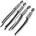 Closeup of black and white braided polyester DIY cords, ideal for trendy phone charms. - Contrast Color Hand-Woven Lanyard / Approx. 25cm (Pack of 4) / Black + White