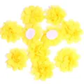 Gedetailleerd uitzicht van gele organza chiffon bloemen, handwerktoebehoren voor DIY haarstrikken. - Gele Bloem