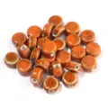 Perle in ceramica piatto rotondo grande foro, arancione maculato accessorio fai da te - 10 Pezzi/Pack (12mmx6.5mm) / Arancione