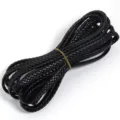 Schwarze 4-litzige flache PU Leder Kordel geflochten fuer DIY Schmuck und Taschengurt Neu. - Ca. 9 mm breit, 4 mm dick / Schwarz