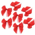Close up of red polka dot mesh double layer bows for DIY hair clips, crafts and garment trims. - 6cm (Ribbon Width 2.5cm) / Red