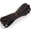 Detailansicht des dunkelbraunen flachen PU-Leder-Braided-Seils, ideal für Bastelarbeiten. - Ca. 9 mm breit, 4 mm dick / Dunkelbraun