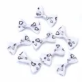 White grosgrain ribbon heart print handmade bow hair accessories DIY clothing crafts. - 50 Pieces/Pack / White