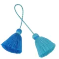 Bohemian double tassel decorative pendant curtain accessory blue fabric hanging ornament - 1 Piece/Pack (Total Length 27cm) / Blue + Light Blue